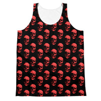 Polka Red Skulls by Robert Bowen Unisex Tank Top - Robert Bowen Tees